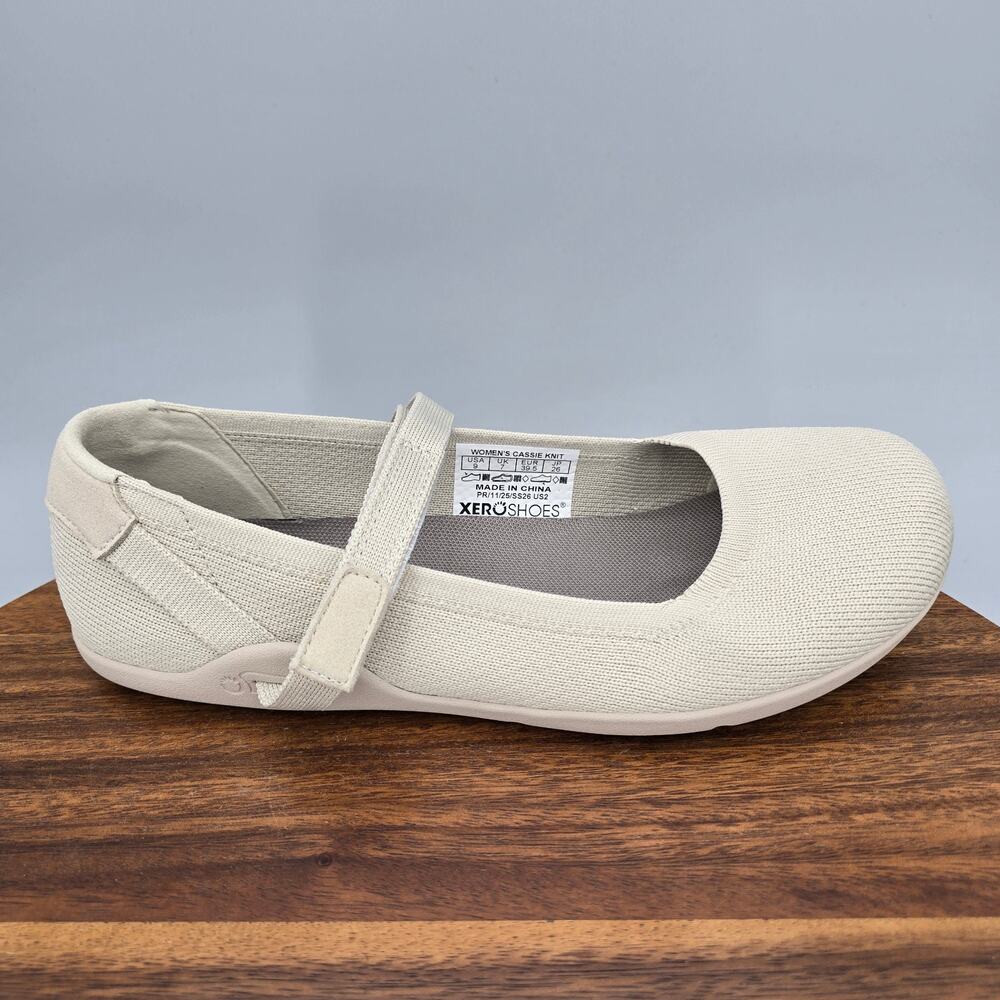 Xero Cassie Flat Womens 9 Oatmeal Beige Knit Mary Jane Minimalist Barefoot Shoes